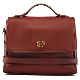 Coach Borsa 2-Way in pelle conciata al guanto color bordeaux con chiusura turnlock