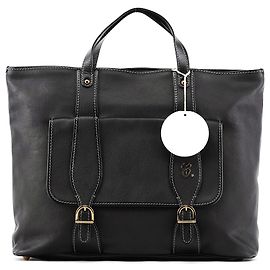 Chloé Borsa Tote in pelle nera con tasca frontale