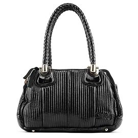 Chloé Borsa Tote Bay in pelle verniciata matelassé nera