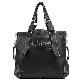Chloé Borsa Tote in pelle nera con borchie