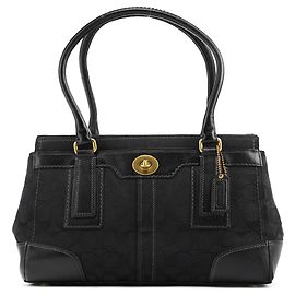 Coach 11062 Borsa Black Signature Turnlock Tote Bag