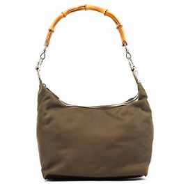 Gucci Borsa a tracolla in tela e bambù Olive