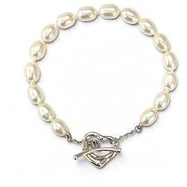 Autre Marque Bracelete Coração Aberto Elsa Peretti em Pérolas de Água Doce 925 Tiffany & Co.