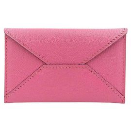 Hermès Hermes Pink Chevre Leather Business Card Case
