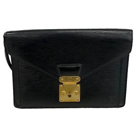 Sac pochette Louis Vuitton en cuir Epi Noir