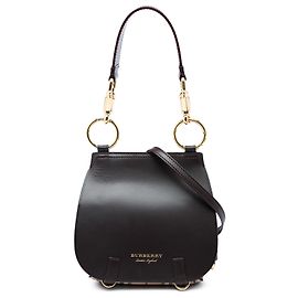 Borsa a sella Bridle Burberry marrone in pelle e tela rivestita Haymarket Check, taglia Large
