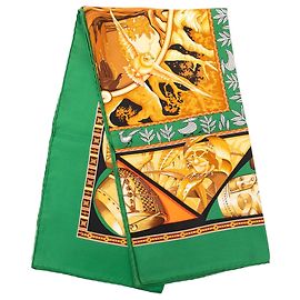 Pañuelo de seda Hermès Green Au Son Du Tam Tam 90