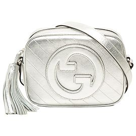 Gucci Blondie Piccola Borsa a Tracolla in Pelle di Vitello Metallizzata Argento