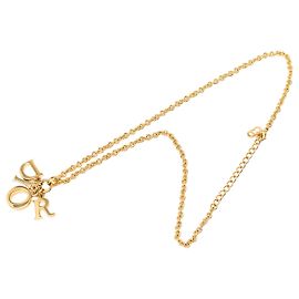 Collar Dior Gold con colgante de logotipo chapado en oro
