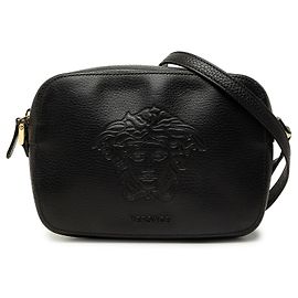 Borsa a tracolla Versace Palazzo Medusa in pelle embossed nera