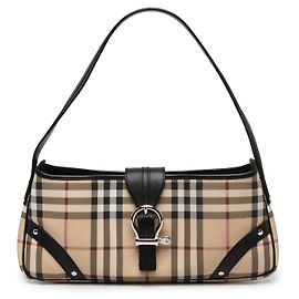 Borsa a tracolla Burberry Beige House Check in tela rivestita con fibbia