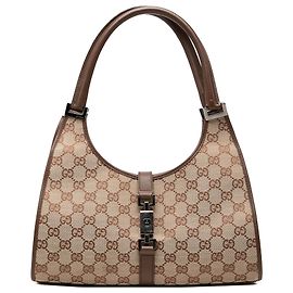 Borsa a tracolla Gucci Jackie Bardot in tela GG marrone