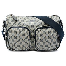Gucci Beige GG Supreme Double Pocket Crossbody