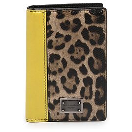Portacarte bifold Dauphine in pelle di vitello con stampa leopardata marrone Dolce & Gabbana
