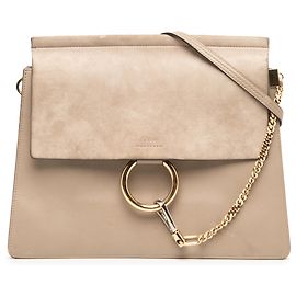 Chloé Faye Borsa a Tracolla Media in Vitello e Camoscio Marrone