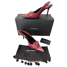 Dolce & Gabbana Red Python and Suede Slingback Pumps