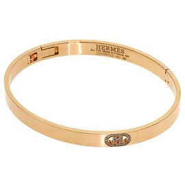 Hermès Pulsera Hermes H d'Ancre de Diamantes en Oro Rosa 18K