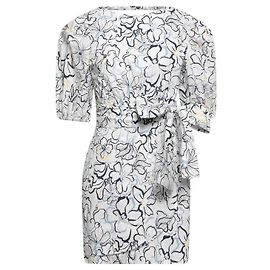 Attic and Barn Vestido Solange Estampado Floral Blanco de Algodón
