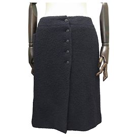 NOVA SAIA CHANEL TWEED DE LÃ 40 M AZUL MARINHO BOTÕES CAMÉLIA