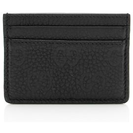 Gucci GG Kartenetui aus körnigem Leder mit Emblem