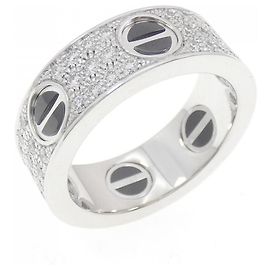 Anello Cartier Love in Oro Bianco 750 Ceramica e Diamanti Size 10