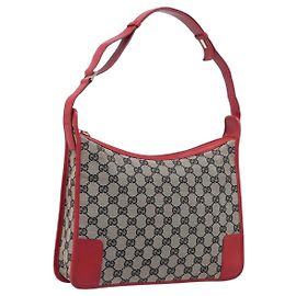 GUCCI GG Canvas Shoulder Bag Navy Gold 001 4205