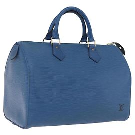 LOUIS VUITTON Epi Speedy 30 Handtasche Toledo Blue M43005 LV