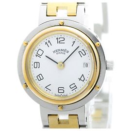 Hermès Hermes Clipper vergoldete Edelstahl Quarz Unisex Uhr