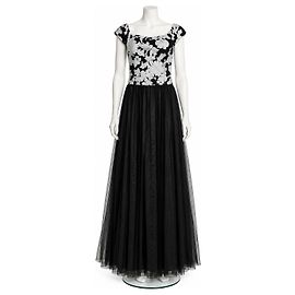 Vera Wang Abendkleid aus schwarzem besticktem Tüll