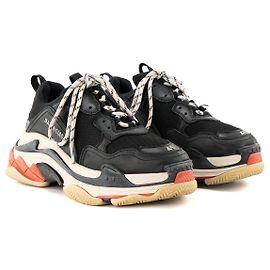 BALENCIAGA - Sneakers Balenciaga Triple S in tela e pelle nera (T41)