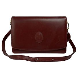 Borsa a tracolla con patta Vintage Cartier Must de Cartier c. fine anni '80 Burgundy