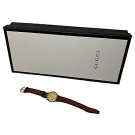 Vintage Gucci Quartz Uhr Gold Grün Rot Streifen ca. Ende der 1980er