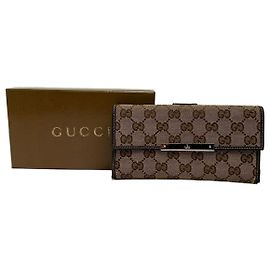 Portafoglio bifold Vintage Gucci GG Supreme c. 2010s Beige Brown