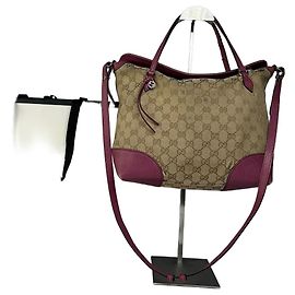 Vintage Gucci GG Supreme Hobo Bag c. 2010 Beige Brown Pink