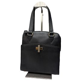 Céline Vintage Celine Structured Grained Leather Top-Handle Bag Late 1980s Black