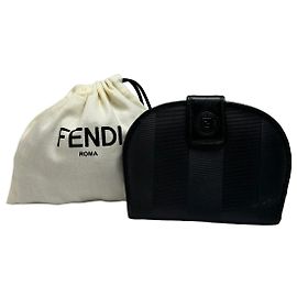 Portacarte Vintage Fendi Pequin Stripe Fine anni 1980s–1990s Nero