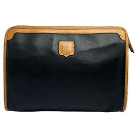 Céline Vintage Celine Leder-Zip-Etui Schwarz Beige ca. Ende der 1980er Jahre