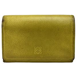 Vintage Loewe Bifold Portemonnaie aus körnigem Leder Ende der 1990er Jahre Gelb