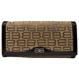 Vintage Balenciaga BB Monogram Bifold Wallet Late 1990s Beige Brown