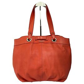 Tote em couro forrado com Nova Check Burberry Vintage c. 2008–2012 Coral Orange