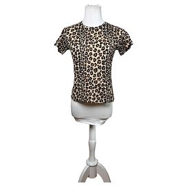 T-shirt Vintage Fendi in cotone con stampa leopardata Beige Black XL