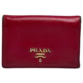 Vintage Prada Saffiano Leder Bifold Wallet Ende der 1990er Jahre Rot