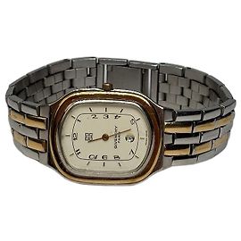 Vintage Givenchy Zweifarbige Armbanduhr späte 1980er Gold Silver