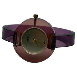 Vintage Gucci Armbanduhr aus Kunststoff c. Ende der 1970er Jahre Rosa Lila