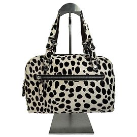 Vintage Marni strukturierte Handtasche aus Rindsleder mit Haar Cream Black