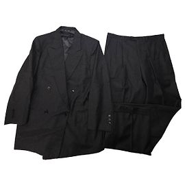 Vintage Givenchy Herren zweireihiger Wollblazer & Hose Dunkelgrau L