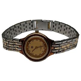 Vintage Givenchy Bicolor-Armbanduhr späte 1980er Gold Silber