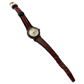 Vintage Gucci Quartz Uhr Grün-Rot Streifen Ende 1980er