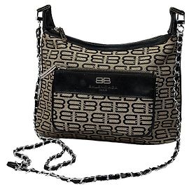 Vintage Balenciaga BB Monogram Umhängetasche mit Klappe Ende 2010er Beige Black