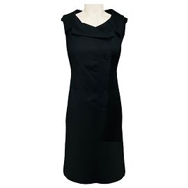 Autre Marque Abito midi in lana nero con bottoni anteriori Calvin Klein Collection